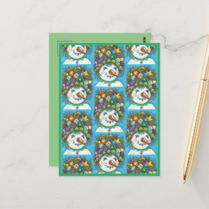 AARDIGE SNEEUWMEEISJE IN KERSTMIS HOED, KLEURRIJK BRIEFKAART