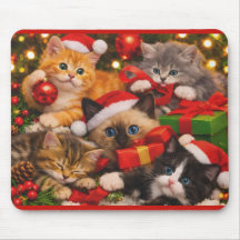 Aardige speelse kerstkatten muismat