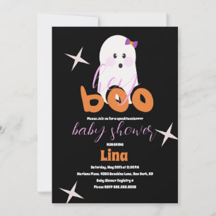 Aardige spook Halloween baby shower retro script Kaart