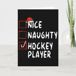 Aardige Stoute Hockey Speler Kerstmis Kerstman Hoe Kaart