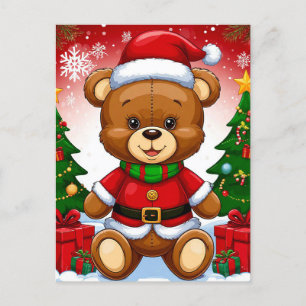 Aardige teddybeer in kerstmannenpak feestdagenkaart