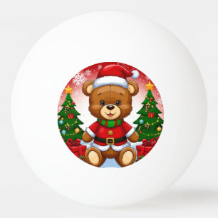 Aardige teddybeer in kerstmannenpak pingpongballen