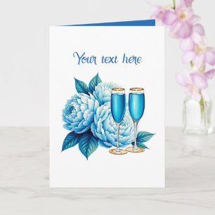 Aardige trouw champagne bloemen aanpasbaar kaart