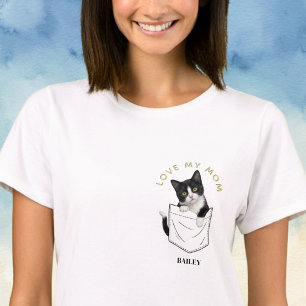 Aardige Tuxedo Kat in Zak Persoonlijke Naam T-shirt