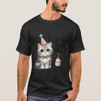 Aardige Verjaardagsviering Kat  Kitty Feesthoed T-shirt