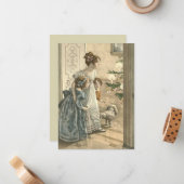 Aardige Victoriaanse Kinderen Oud Kerstmis Notitiekaartje (Voorkant / Achterkant in situ)
