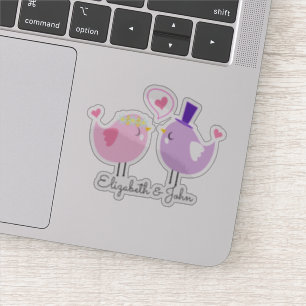 Aardige Vogels Verliefd - Gepersonaliseerd Sticker