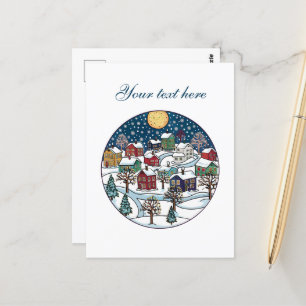 Aardige winter scène aanpasbaar briefkaart