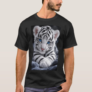 Aardige Witte Tijgerwelp met Strikende Blauwe Ogen T-shirt