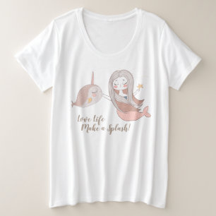 Aardige Zeemeermin 'en Narwal aanpasbaar Grote Maat T-shirt