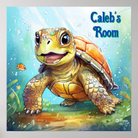 Aardige Zeeschildpad in de Oceaan Cartoon Persoonl