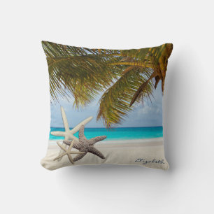 Aardige Zeester ,Strand,Palm-Personalisatie Kussen