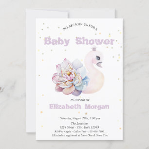 Aardige Zwaan Sterren Bloemen Baby Shower Kaart