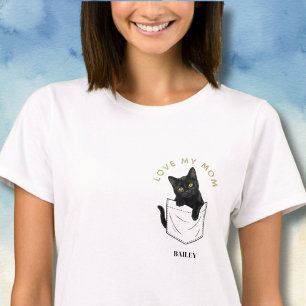 Aardige Zwarte Kat in Zak Met Gepersonaliseerde Na T-shirt