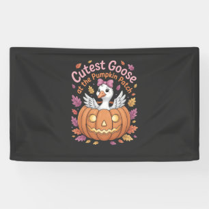 Aardigste gans bij de pompoenveld Thanksgiving Spandoek