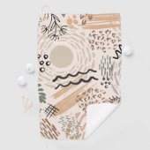 Aardkleuren met abstracte vormdecoratie golfhanddoek (Insitu)