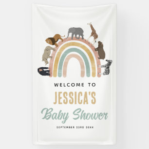 Aardkleuren regenboogdieren Baby shower Welkomstwo Spandoek