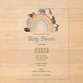 Aardkleuren Regenboogdieren Oerwoud Baby shower Acryl Uitnodigingen (Voorkant)