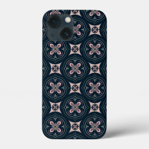 aardkleurige bloemige geometrische tegels iPhone 13 mini hoesje