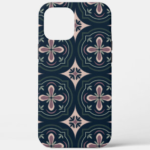 aardkleurige bloemige geometrische tegels iPhone 12 pro max hoesje