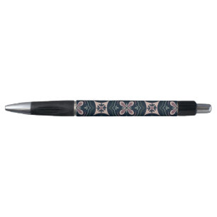 aardkleurige bloemige geometrische tegels pen