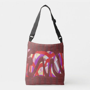Aardobbes diep bruin met rood paars crossbody tas