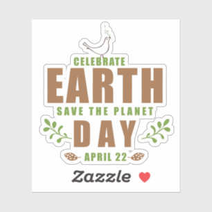 Aardodag typografie ontwerp Sparen de planeet Sticker