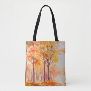 Aardolieschilderlandschap - kleurrijk herfstbos draagtas