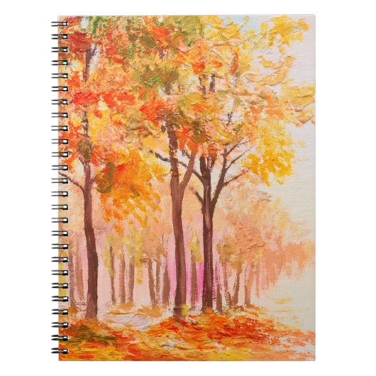 Aardolieschilderlandschap - kleurrijk herfstbos notitieboek (Voorkant)