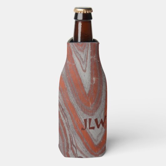 Aardrode en grijze minerale golven flesjeskoeler (Fles Voorkant)