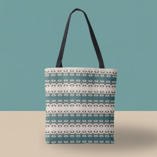 Aardrooster Teal en Bruine Tote Draagtas