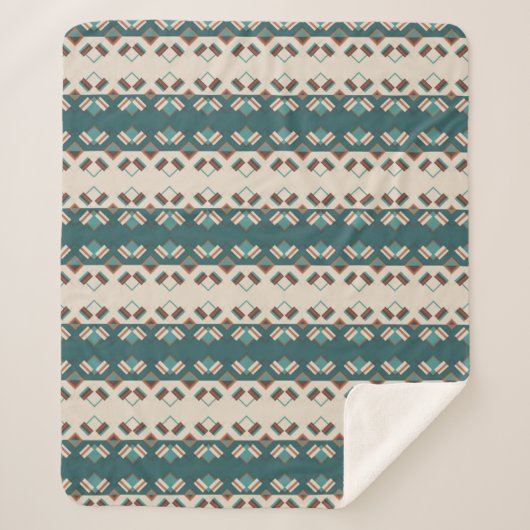 Aardrooster Turquoise en Bruin  Sherpa Deken (Voorkant)