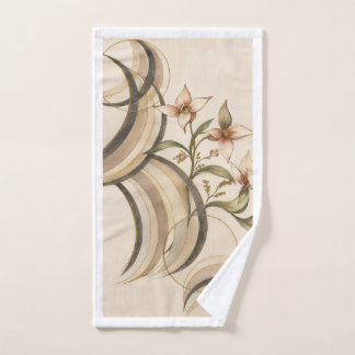 Aardse Abstracte Bloem- en Kalligrafie Lijnen Kuns Bad Handdoek
