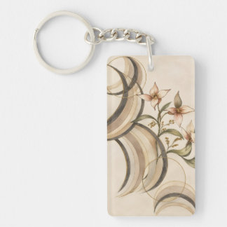 Aardse Abstracte Bloemmotieven & Kalligrafie Lijne Sleutelhanger