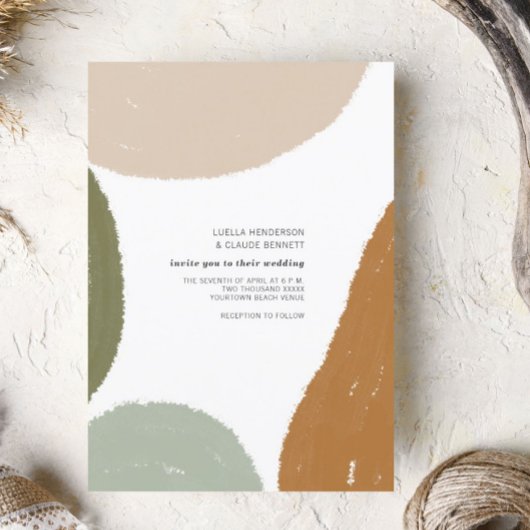 Aardse Abstracte minimalistische moderne bruiloft Kaart