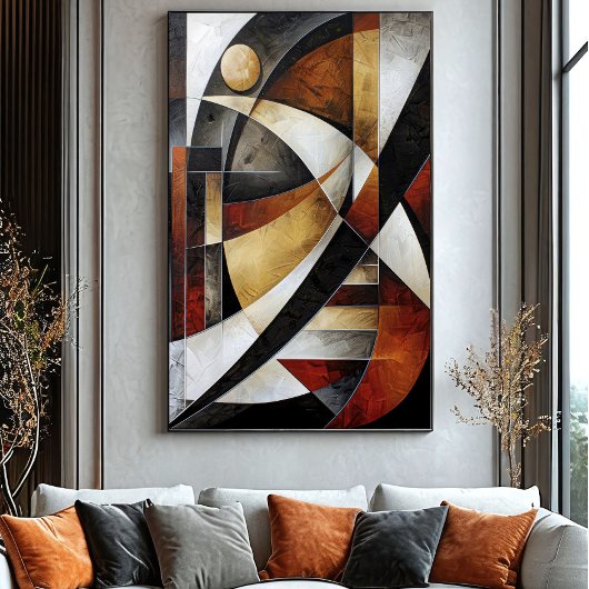 Aardse Abstracte Mozaïek Poster