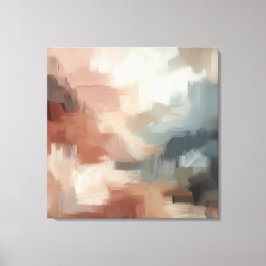 Aardse Abstracte penseelstreekkunst Canvas Afdruk