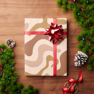 aardse Abstracte retrogolven Cadeaupapier