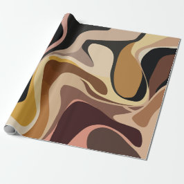 Aardse Abstracte Swirl Art Cadeaupapier