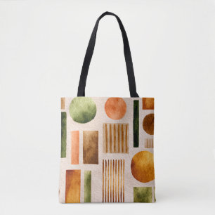 Aardse Aquarel Abstract Patroon - Boho Organisch Draagtas