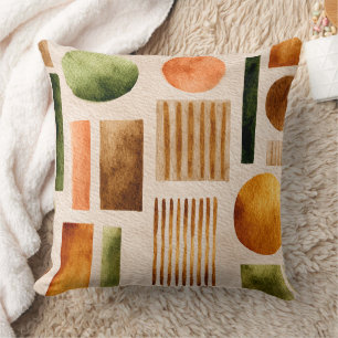 Aardse Aquarel Abstract Patroon - Boho Organisch Kussen