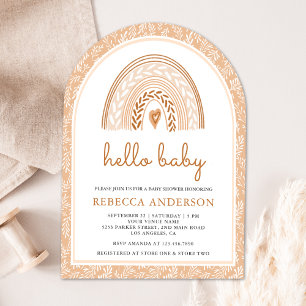 Aardse Aquarel Boho Regenboog Boog Baby Shower Kaart