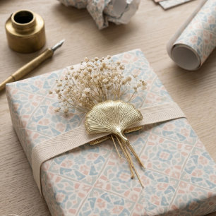 Aardse Arabesk Watercolor Mozaïektegel Cadeaupapier