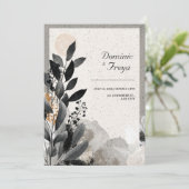 Aardse Avant-Garde Foliage Wedding Kaart (Staand voorkant)