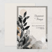 Aardse Avant-Garde Foliage Wedding Kaart (Voorkant / Achterkant)