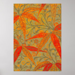 Aardse Bamboe Kunst Vintage Print Oranje