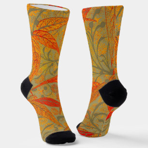 Aardse Bamboe Kunst Vintage Print Oranje  Sokken
