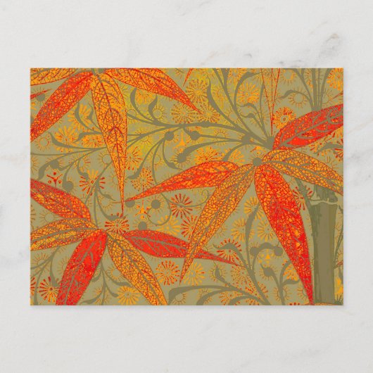 Aardse Bamboo Art Print Sinaasappel Briefkaart (Voorkant)