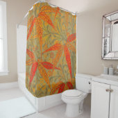 Aardse Bamboo Art Print Sinaasappel Douchegordijn (In situ)