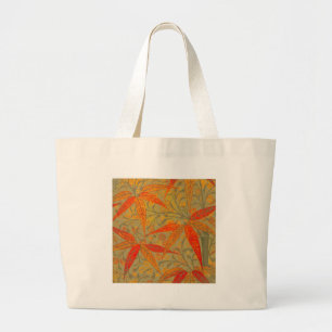 Aardse Bamboo Art Print Sinaasappel Grote Tote Bag